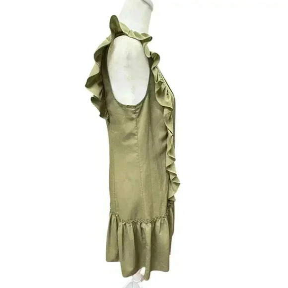Banana Republic Khaki Green Sleeveless Sheath Ruffled Mini Dress Size XS - Picture 8 of 16